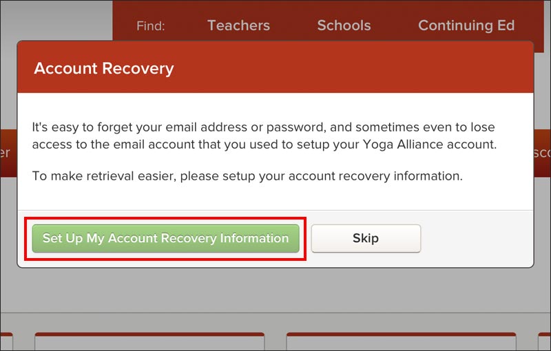 Account Recovery information を選択