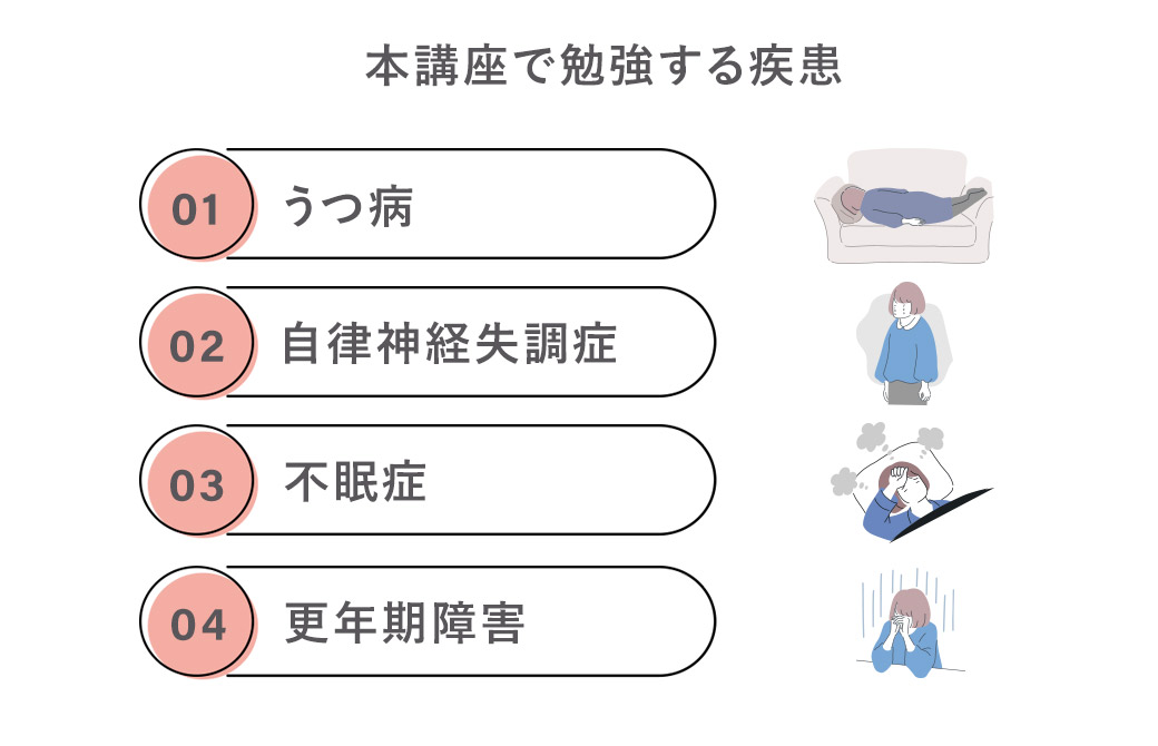 メンタルケアヨガ指導者養成講座で勉強する疾患